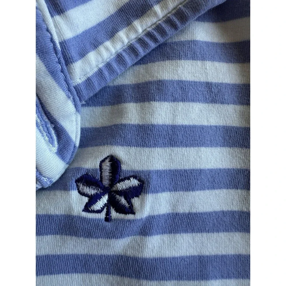 Peter Millar Youth XL Seaside Wash Blue and White Stripe Classic Polo Shirt 2016
